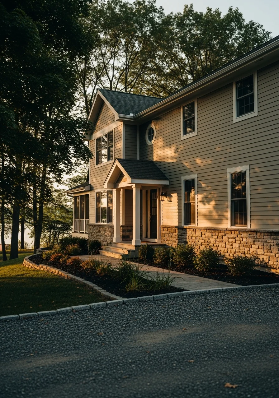 Close-up of a Lansing home exterior showing quality craftsmanship and attention to local architectural details.